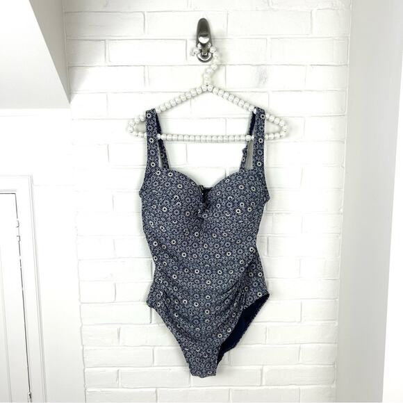 NipTuck Swim Blue Floral Muti Fit Cup One Piece Swimsuit Size US 12 - Picture 1 of 12
